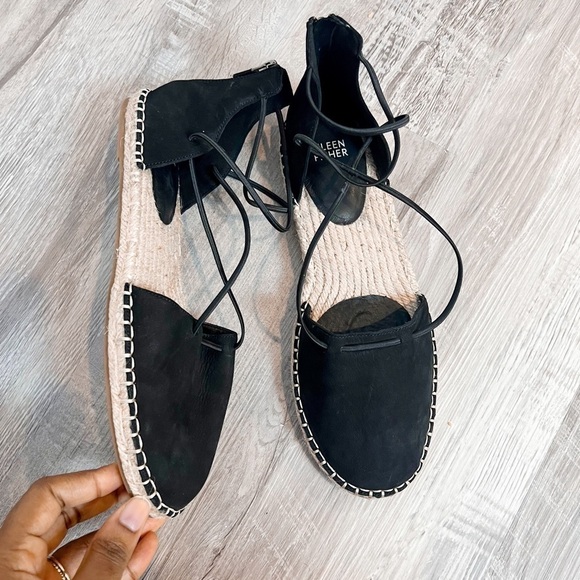 Eileen Fisher Lace Espadrille in Black leather - Picture 4 of 7